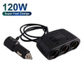 3-Way Car Cigarette Lighter Splitter 120W Dual USB Fast Charge Car Charger Splitter QXL 1pcs