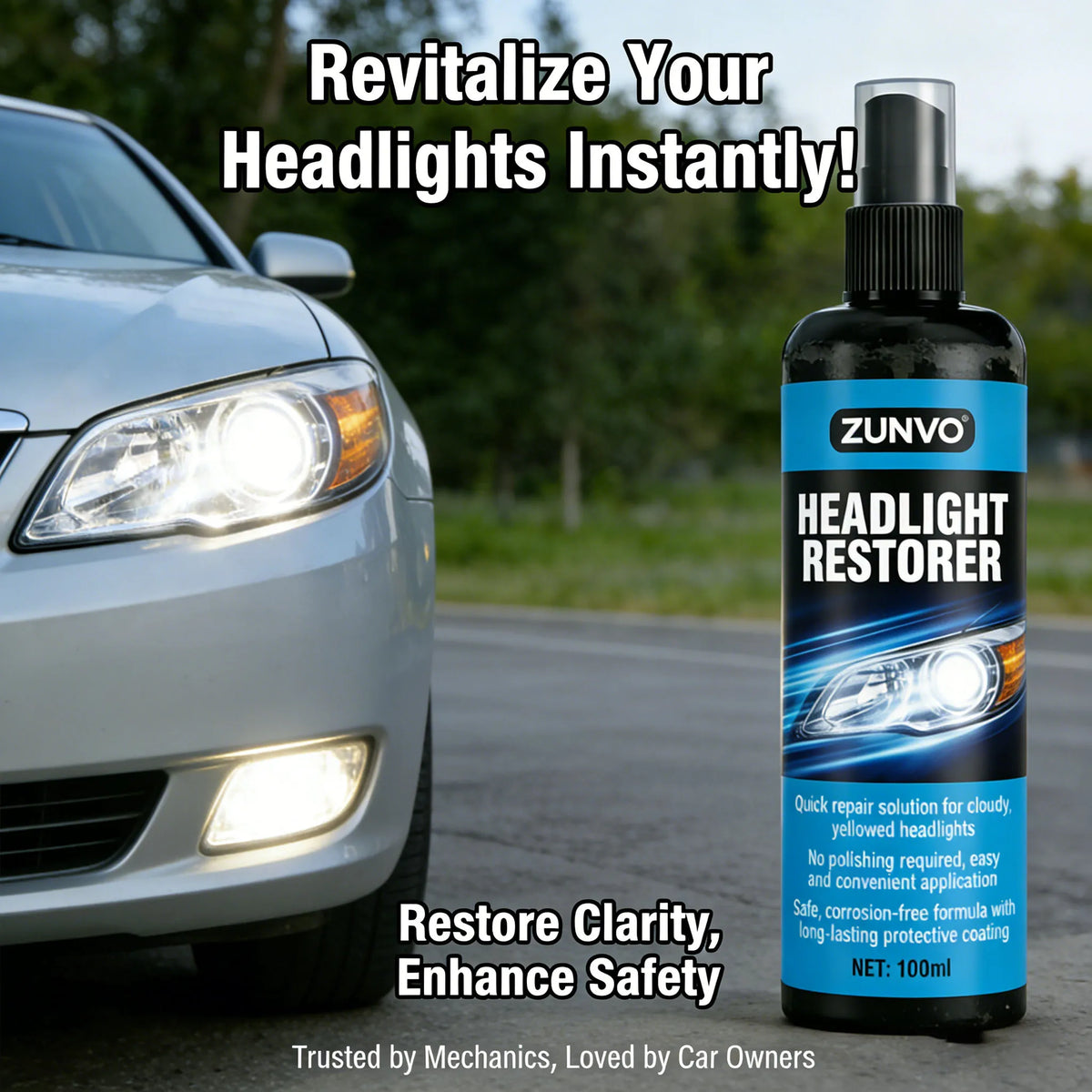 Car Headlight Restorer Spray – Clears Cloudy Yellowed Lenses Headlight Restorer Spray QXL