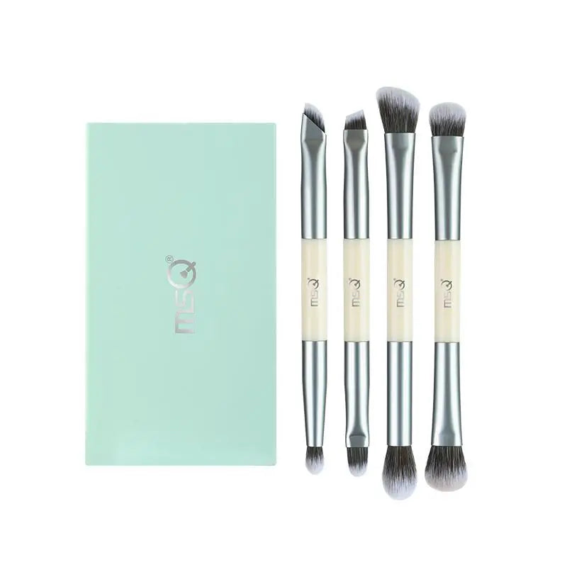 MSQ 4-Piece Double-Ended Makeup Brush Set | Eye & Face Makeup Brush Set QXL 4-piece set