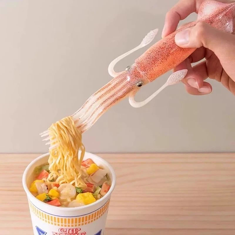 Squid-Shaped Acrylic Food Fork | Funny Bento & Fruit Pick Novelty Kitchen Fork QXL
