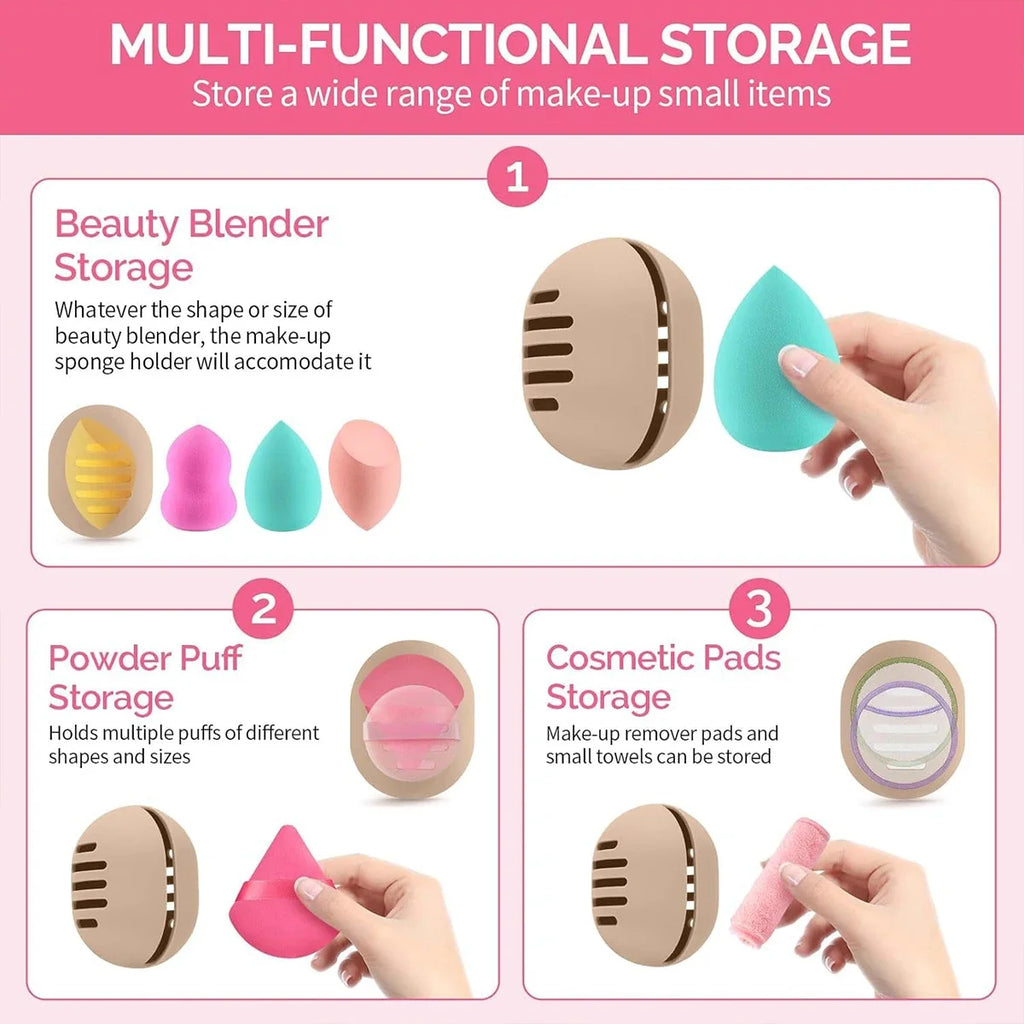 Silicone Makeup Sponge Storage Box | Travel Puff Organizer Makeup Sponge Organizer QXL