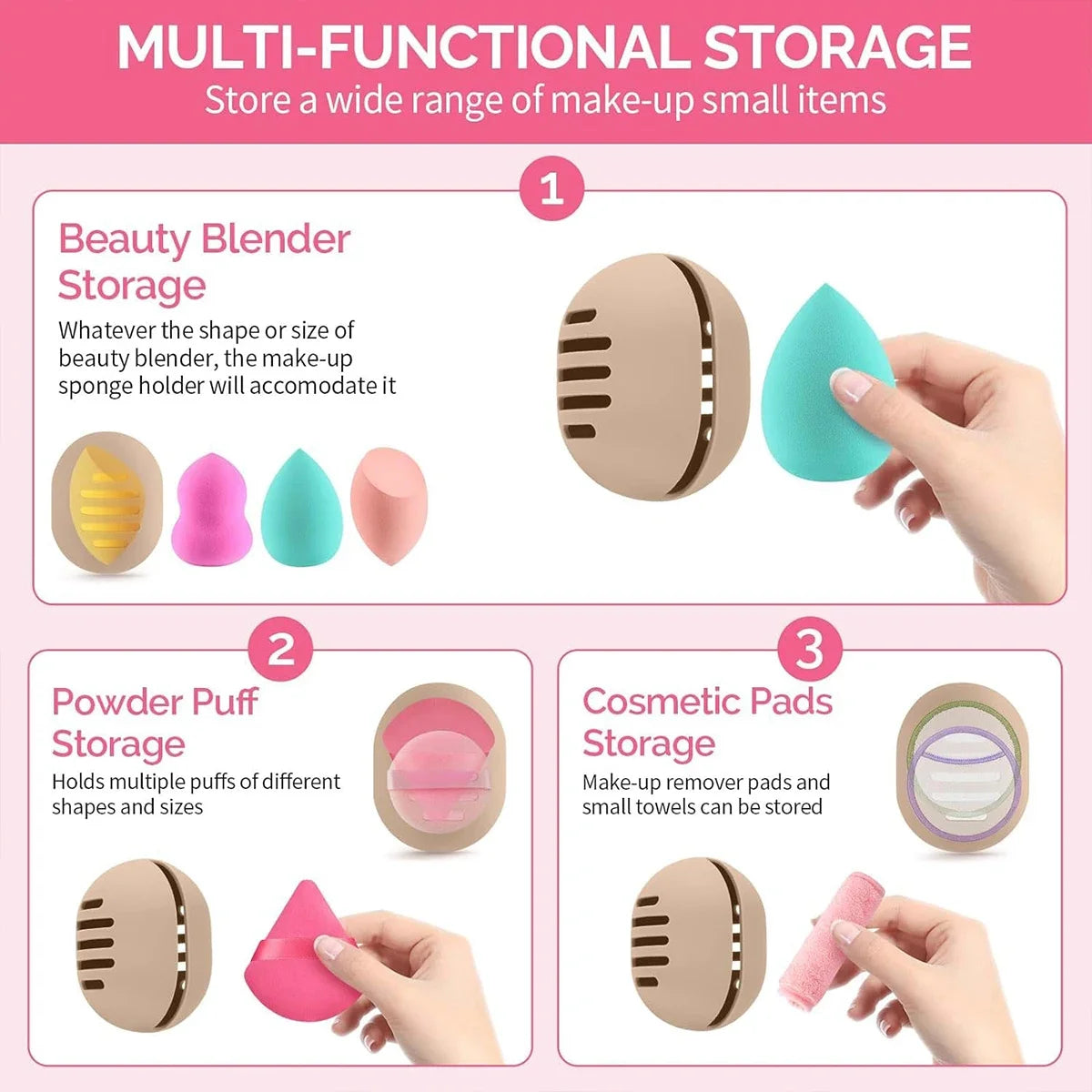 Silicone Makeup Sponge Storage Box | Travel Puff Organizer Makeup Sponge Organizer QXL