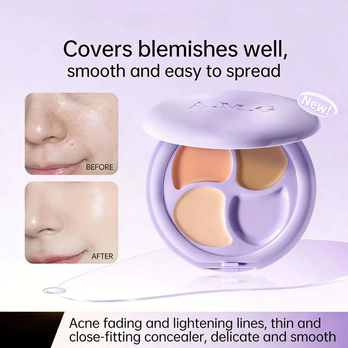 3-Shade Cream Concealer Palette | Waterproof & Long-Lasting Concealer Palette QXL