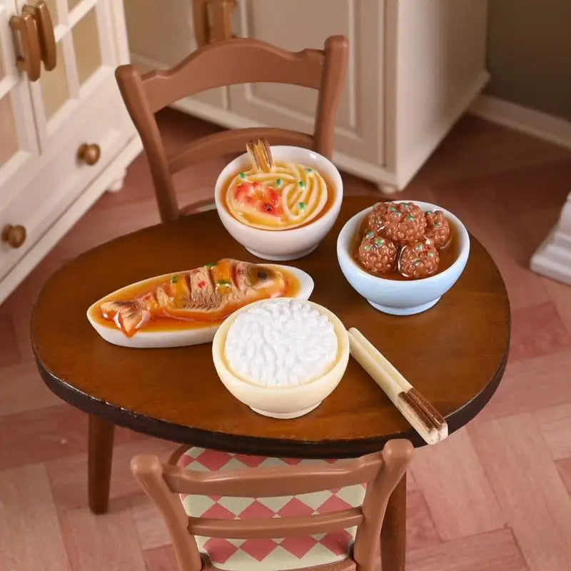 1/12 Dollhouse Miniature Chinese Food Dishes Set | DIY Decor Dollhouse Miniature Set QXL