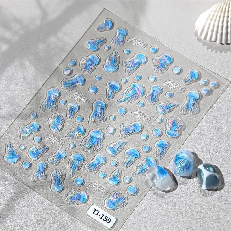 Ocean Nail Art Stickers – Starfish Jellyfish Seashell Decals Nail Art Stickers QXL