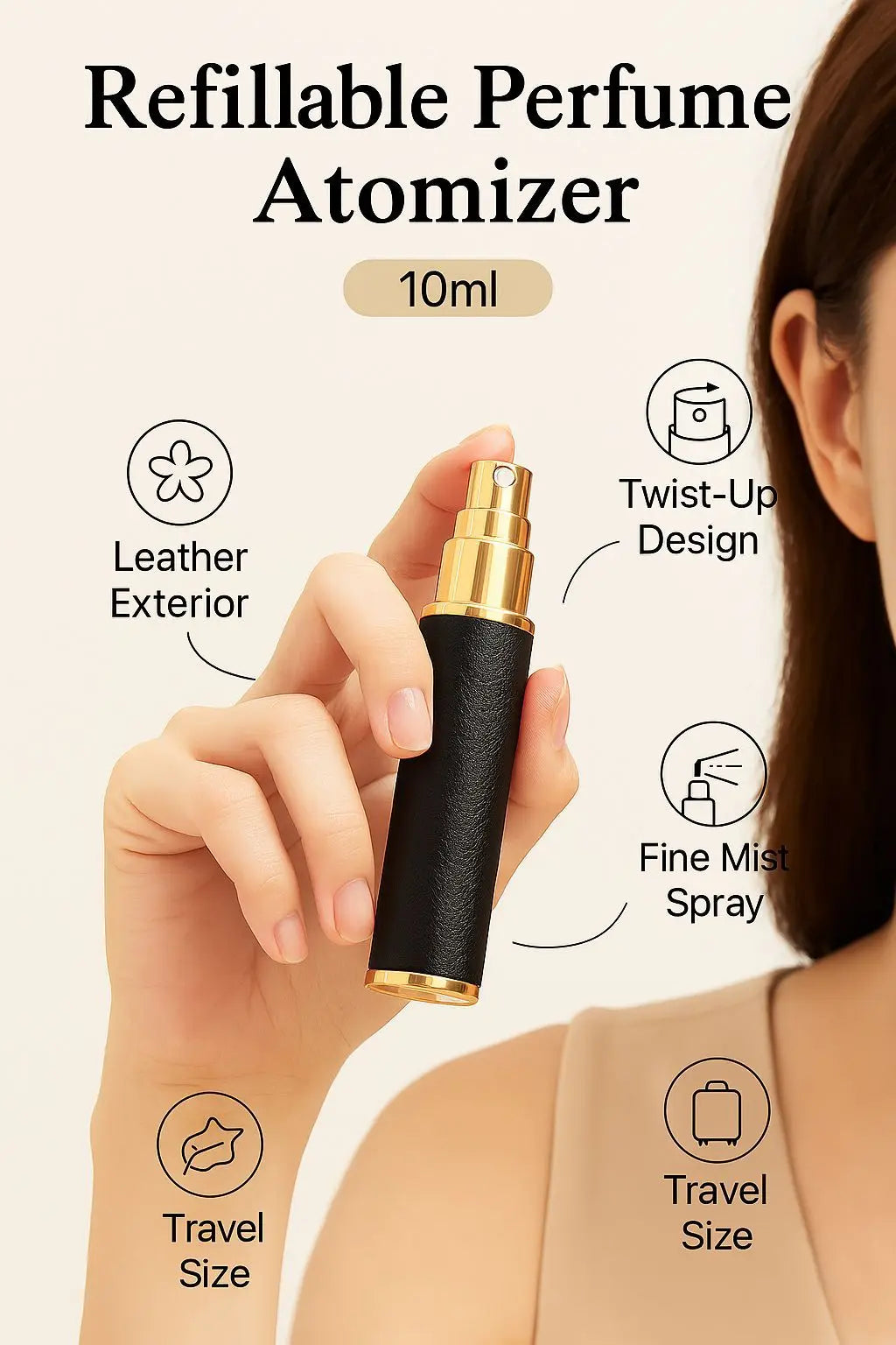 10ml Refillable Travel Perfume Spray Bottle | PU Leather Perfume Atomizer QXL