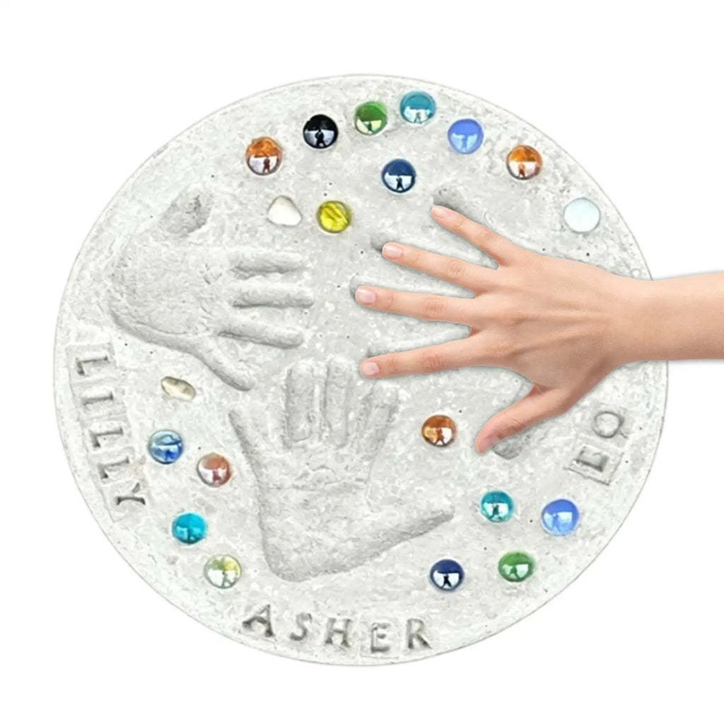 DIY Handprint Stepping Stone Kit with 26 Letter Stamps | Gift DIY Craft Kit QXL