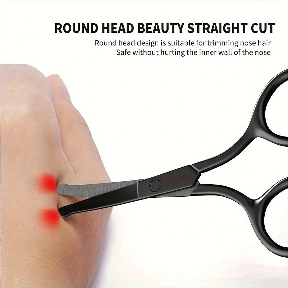 Round-Tip Nose Hair Scissors | Stainless Steel Safety Trim Nose Hair Scissors QXL