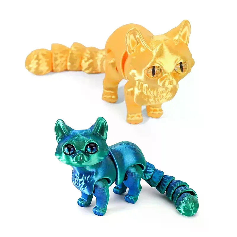 12cm Articulated 3D Printed Cat Figure | Desk Decor & Gift Articulated Cat Figurine QXL