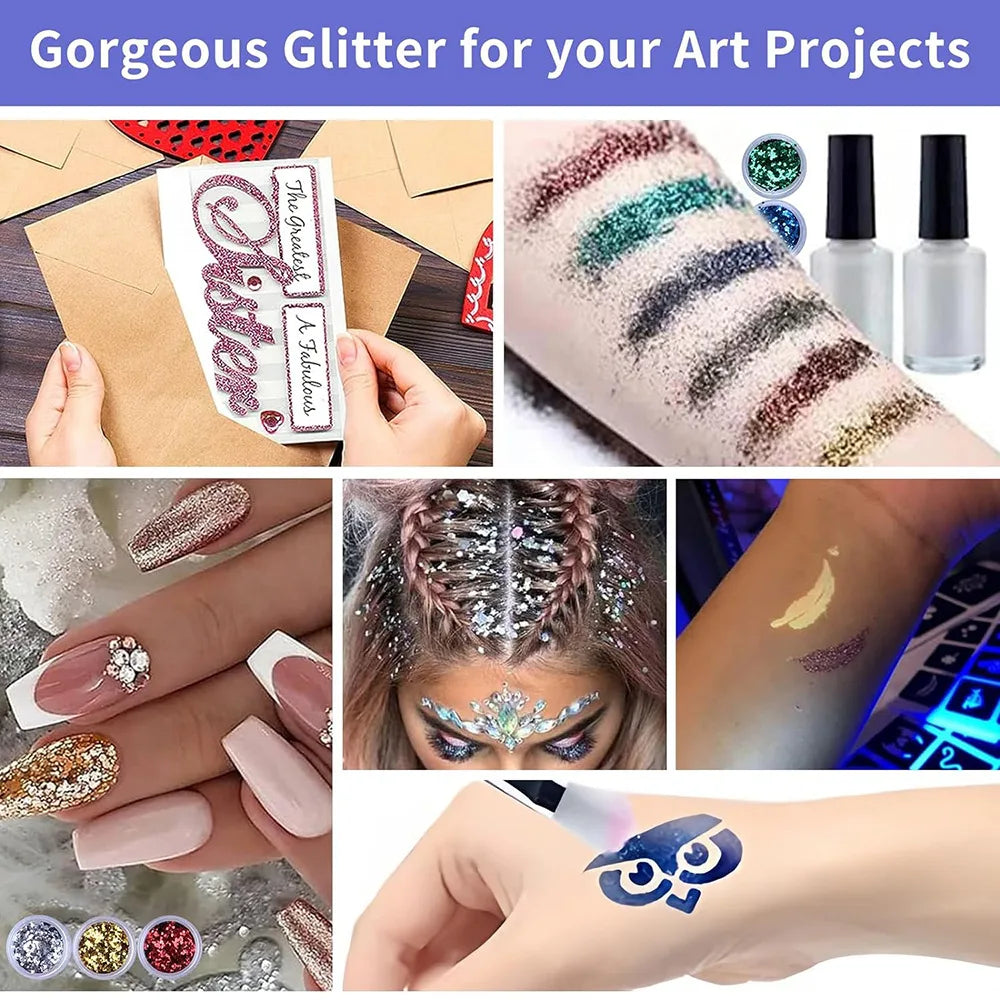VERONNI 30-Color Glitter Tattoo Kit with Stencils – Kids & Adults Glitter Tattoo Kit QXL