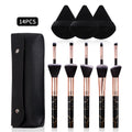 14-Pc Marble Makeup Brush Set with Powder Puff & Bag Makeup Brush Set QXL black