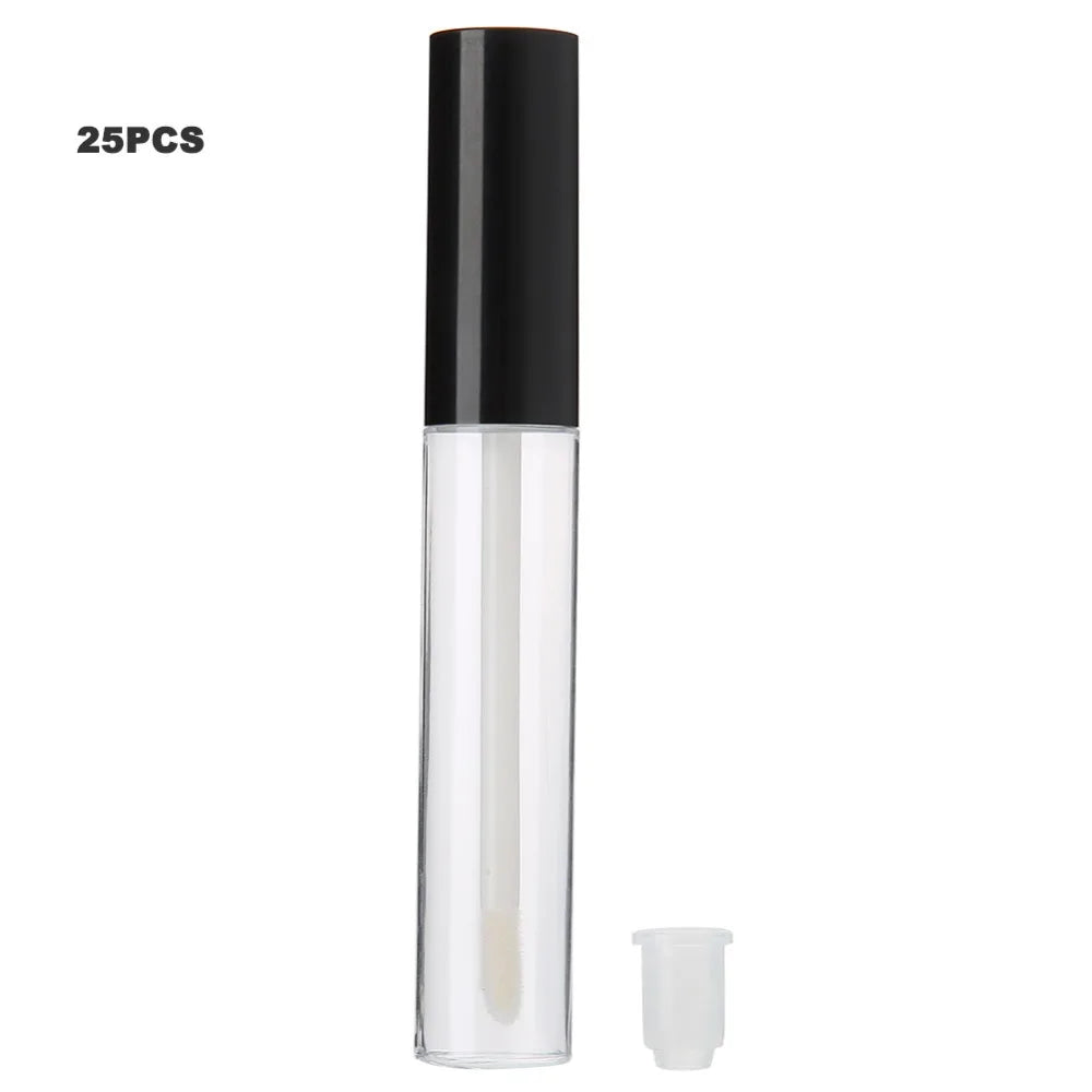 25-Pack 10ml Empty Lip Gloss Tubes with Brush – Black & Clear Lip Gloss Tubes QXL