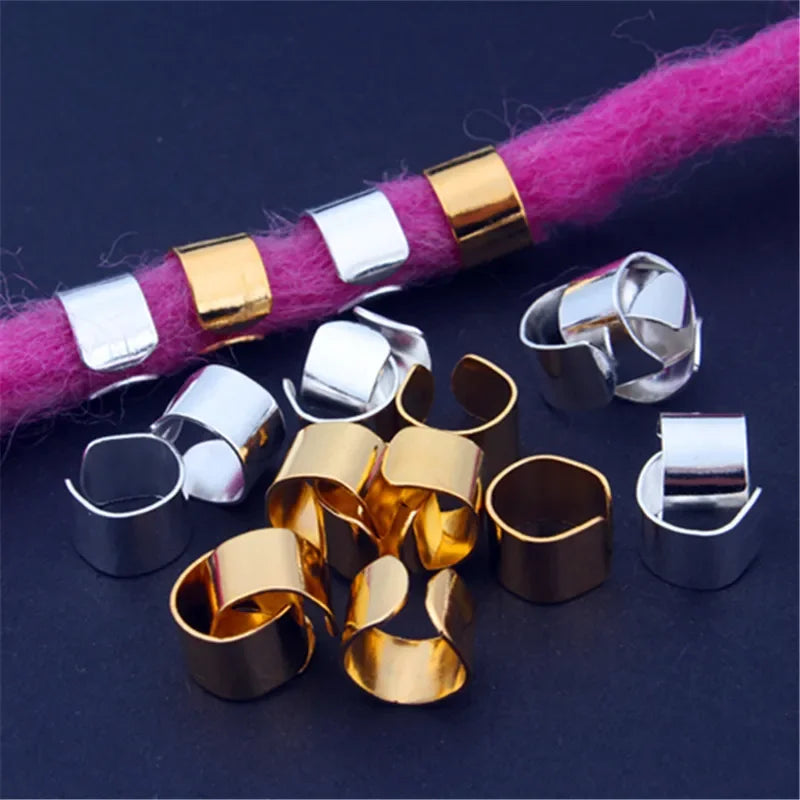 10-Pack Metal Dreadlock Hair Rings, Braid Beads & Beard Cuffs Hair Ring Cuffs QXL