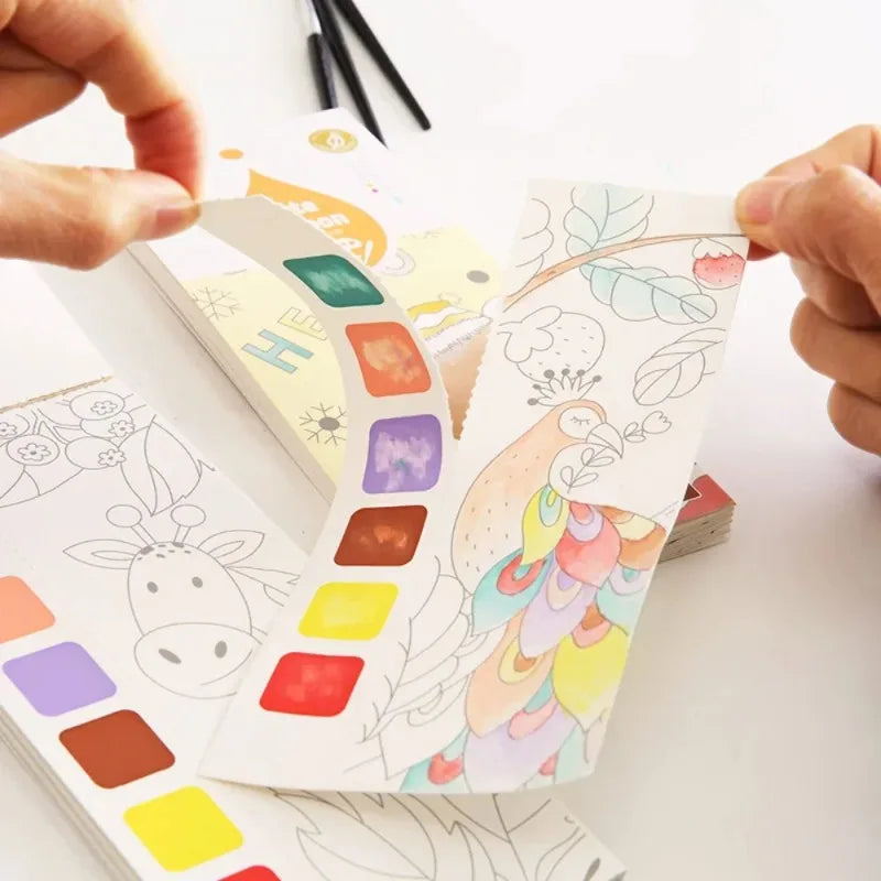 Kids Watercolor Painting Book Set – 20 Sheets & Brush Kids Watercolor Activity Set QXL