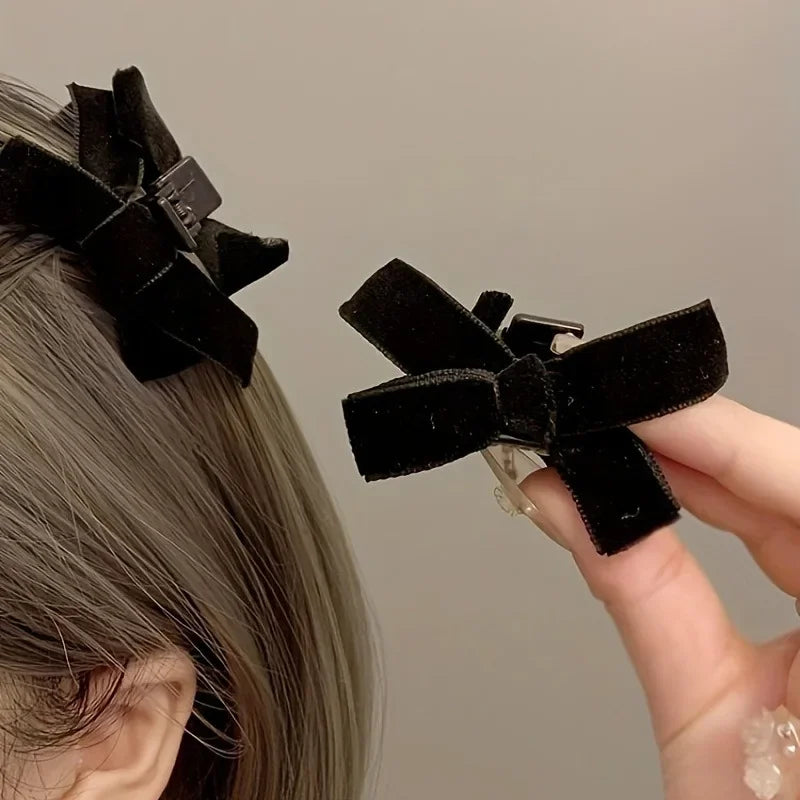 Black Velvet Bow Hair Claw Clips | 1/2/4/6-Pack Gift Set Hair Claw Clip QXL