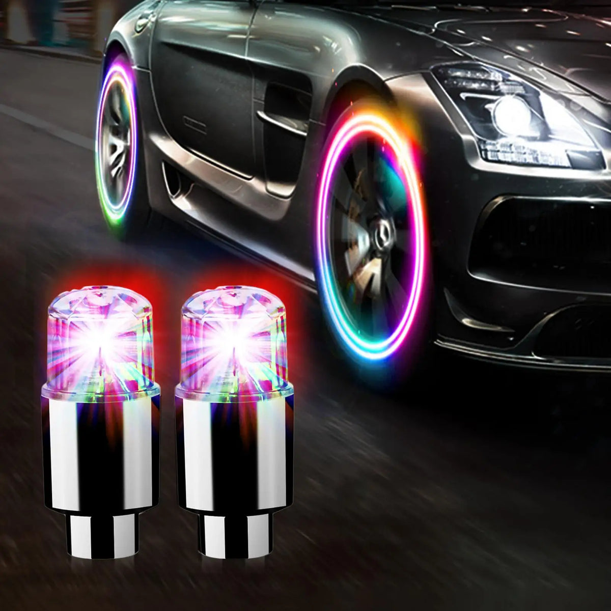2-Pack LED Tire Valve Caps | Glowing Wheel Lights for Cars & Bikes LED Valve Cap Lights QXL