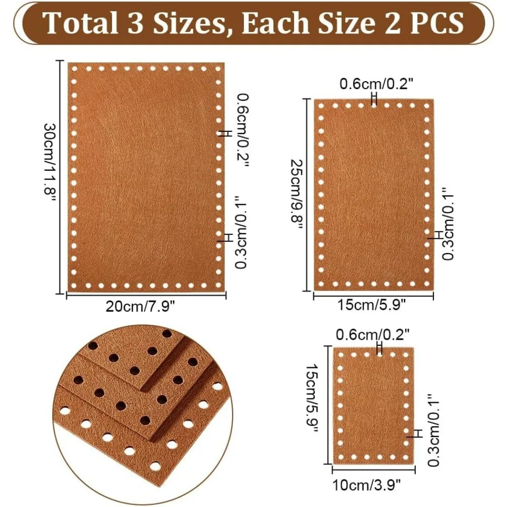 6-Pack Felt Bag Bottom Shapers | 3 Rectangle Sizes for Crochet Bag Base Shaper QXL