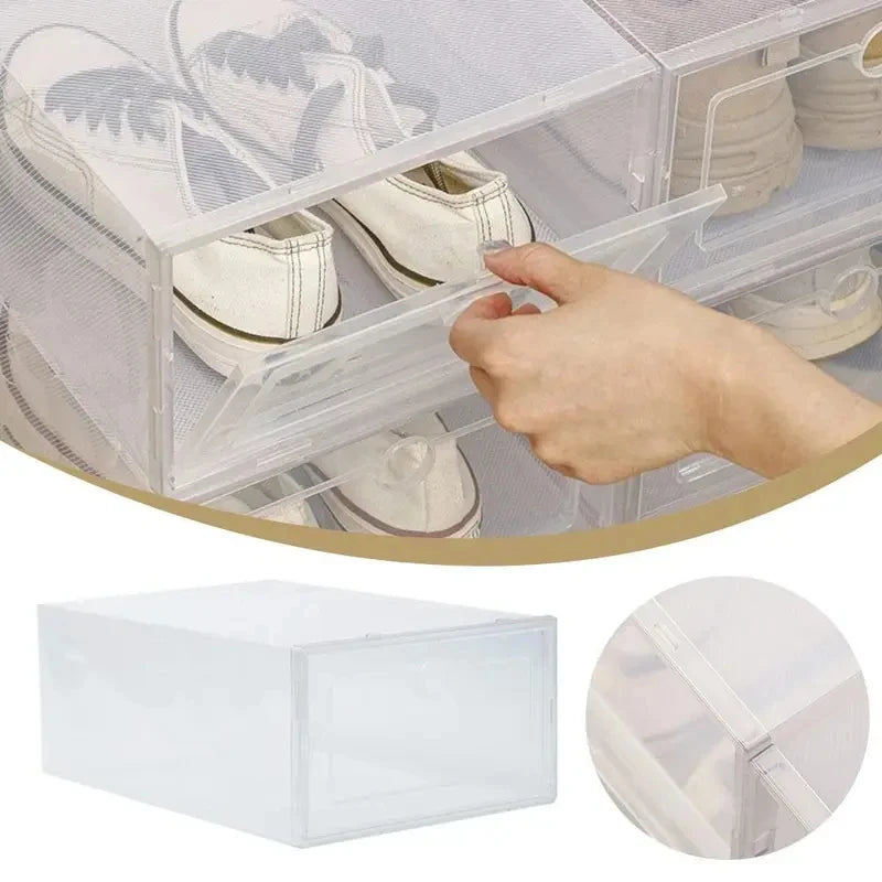 6-Pack Stackable Clear Shoe Boxes | Dustproof Sneaker Organizer Shoe Storage Boxes QXL