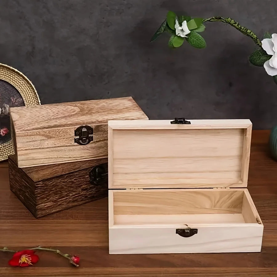 Wooden Storage Box with Lid | Vintage Jewelry Organizer Decorative Storage Box QXL