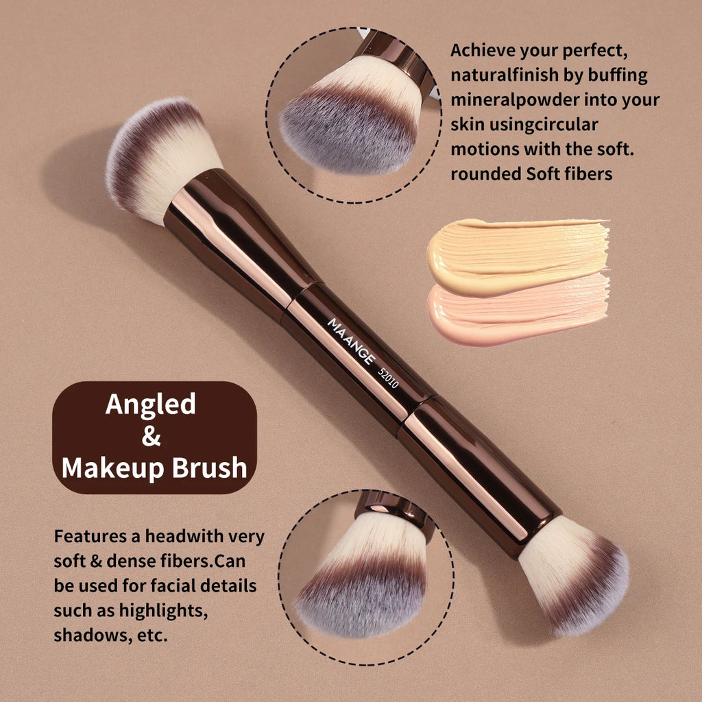 MAANGE Double-Ended Contour & Foundation Brush | Vegan Double-Ended Makeup Brush QXL