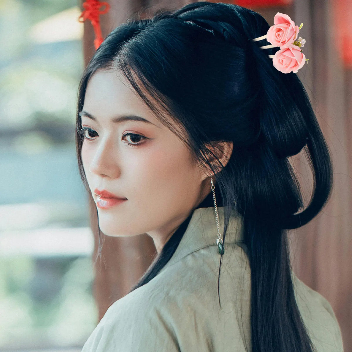 3-Pack Vintage Peony Flower Hair Forks | Chinese Style Updo Pins Floral Hair Fork Set QXL