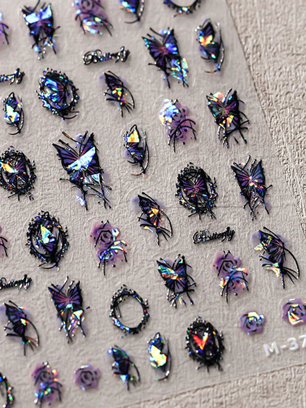 5D Gothic Black Butterfly Nail Art Stickers | Acrylic Decals Nail Art Stickers QXL