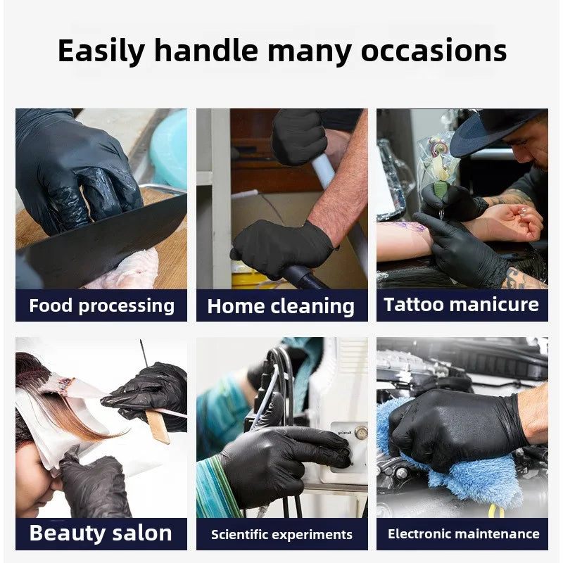 Disposable PVC Nitrile Gloves 20/50 Pack | Black Multipurpose Disposable Gloves QXL