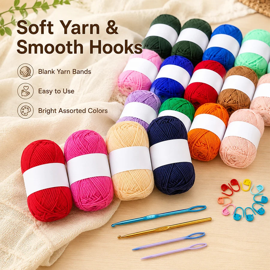Crochet Hooks Beginner Kit 39/46pcs | Colourful Acrylic Set Crochet Hook Set QXL