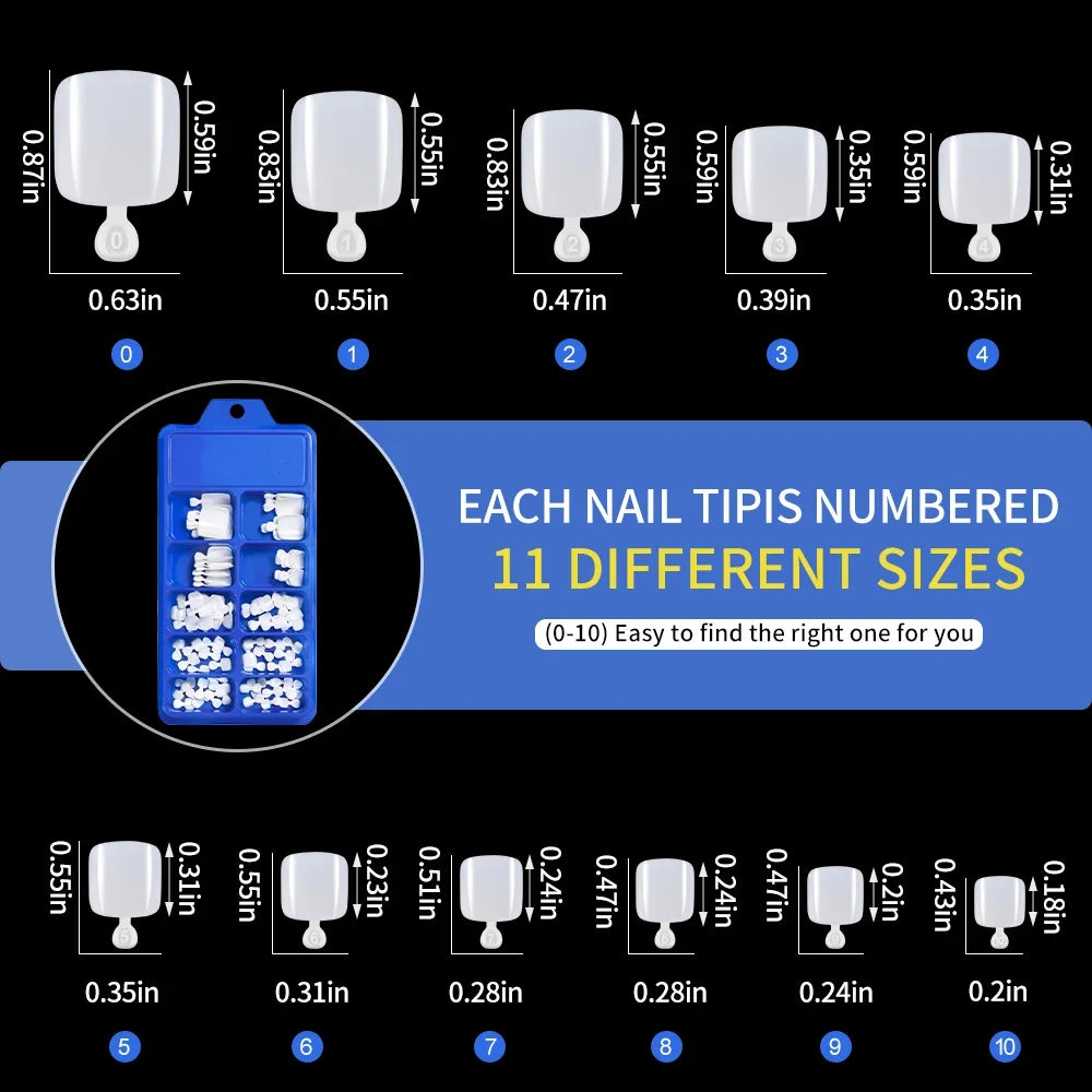 100-Pack Short Square Press-On Toenail Tips | Full Cover White Press-On Toenail Tips QXL