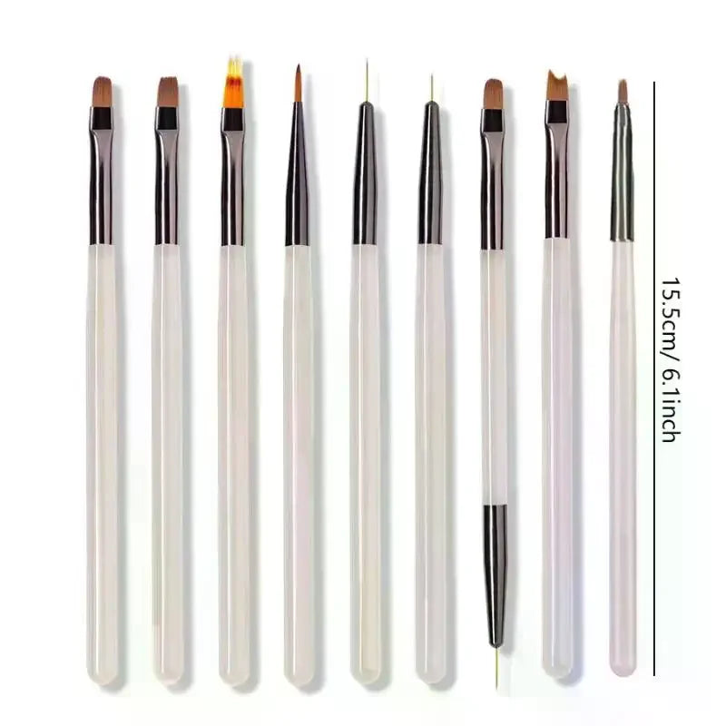 9-Piece UV Gel Nail Brush Set | 3D Carving Manicure Tools Nail Art Brush Set QXL
