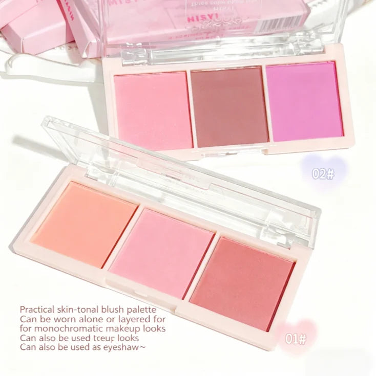 HISYI Three-Color Matte Blush | Natural Finish Rouge Powder Powder Blush QXL