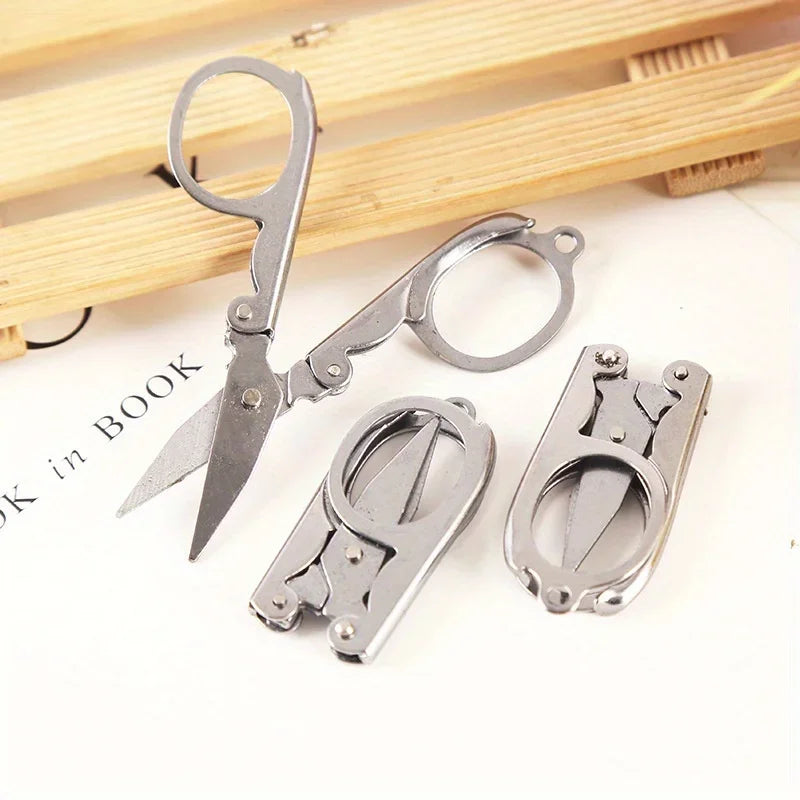 Foldable Mini Travel Scissors with Keychain | Stainless Steel Folding Travel Scissors QXL