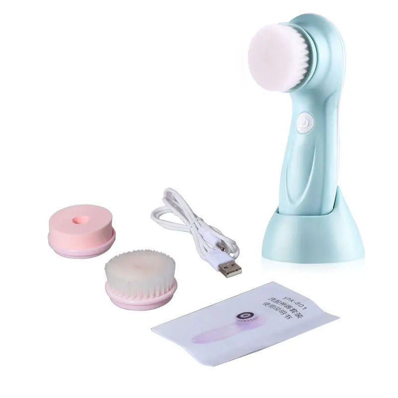 3-in-1 Electric Face Cleansing Brush | Rechargeable Spin Electric Cleansing Brush QXL Blue