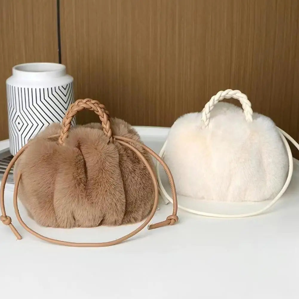 Plush Cloud Crossbody Bag | Cute Faux Fur Shoulder Handbag Crossbody Shoulder Bag QXL