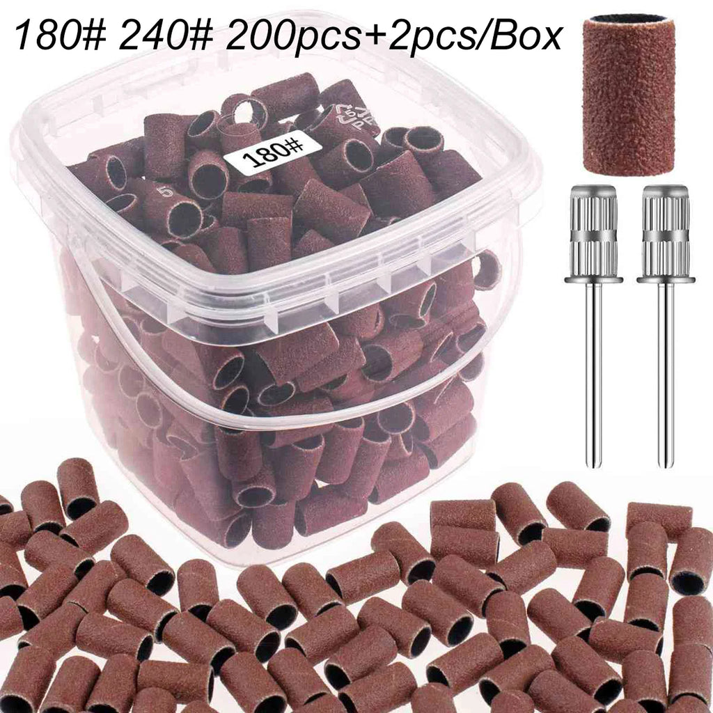 200+2Pc Nail Sanding Bands 180 & 240 Grit | Drill Bit Files Nail Sanding Bands QXL