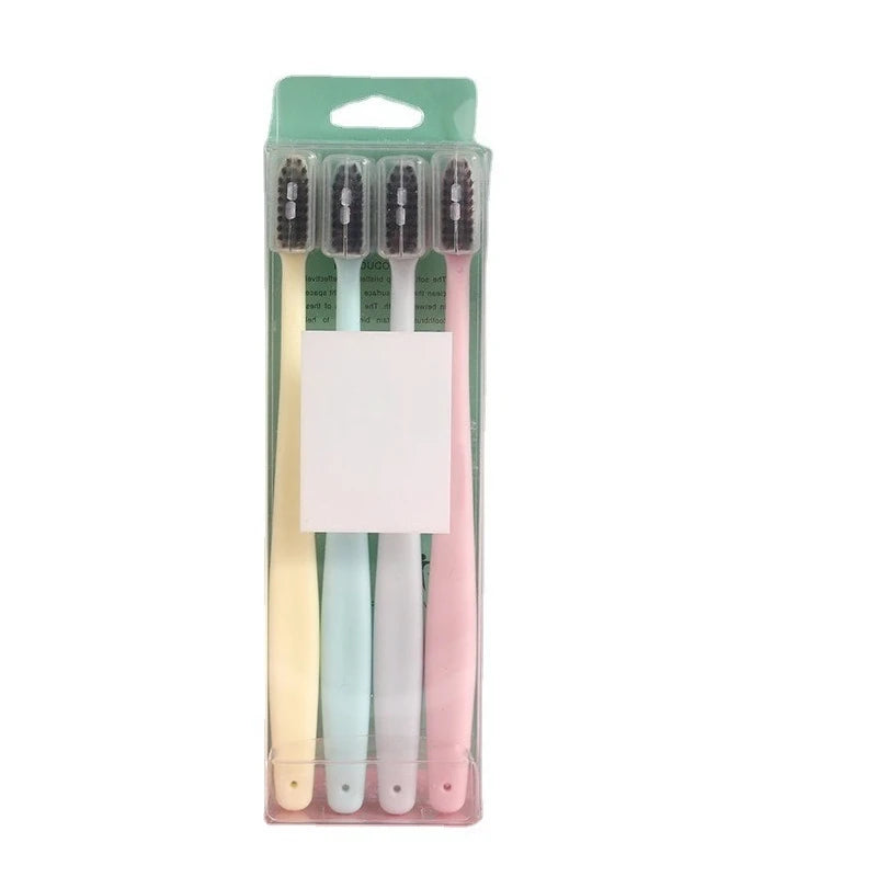 4-Pack Adult Soft Bristle Wide Head Toothbrushes | Macaron Manual Toothbrush QXL