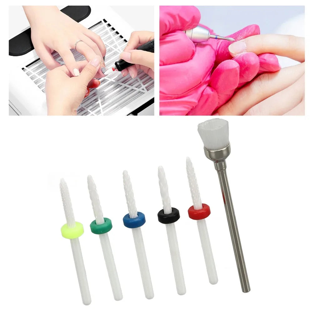 6-Piece Ceramic Nail Drill Bit Set | Gel & Acrylic Removal Ceramic Nail Drill Bits QXL