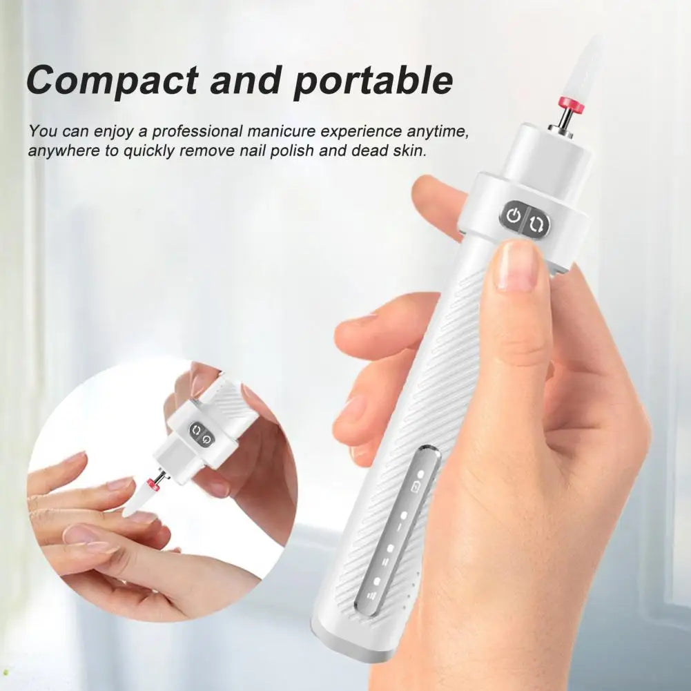 Electric Nail Drill 3-Speed USB Rechargeable Manicure Grinder Electric Nail Drill QXL