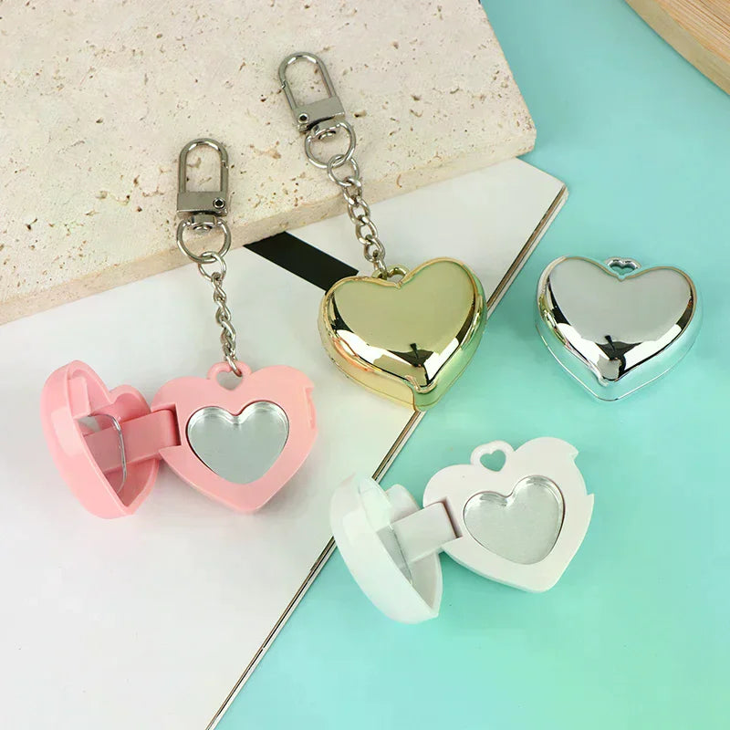Heart-Shape Empty Compact Case with Keychain & Mirror | YOVIP Empty Compact Case QXL
