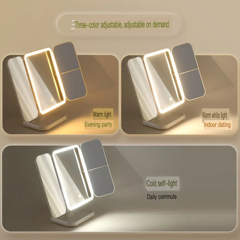 LED Lighted Tabletop Makeup Mirror | Magnifying Vanity Mirror LED Vanity Mirror QXL