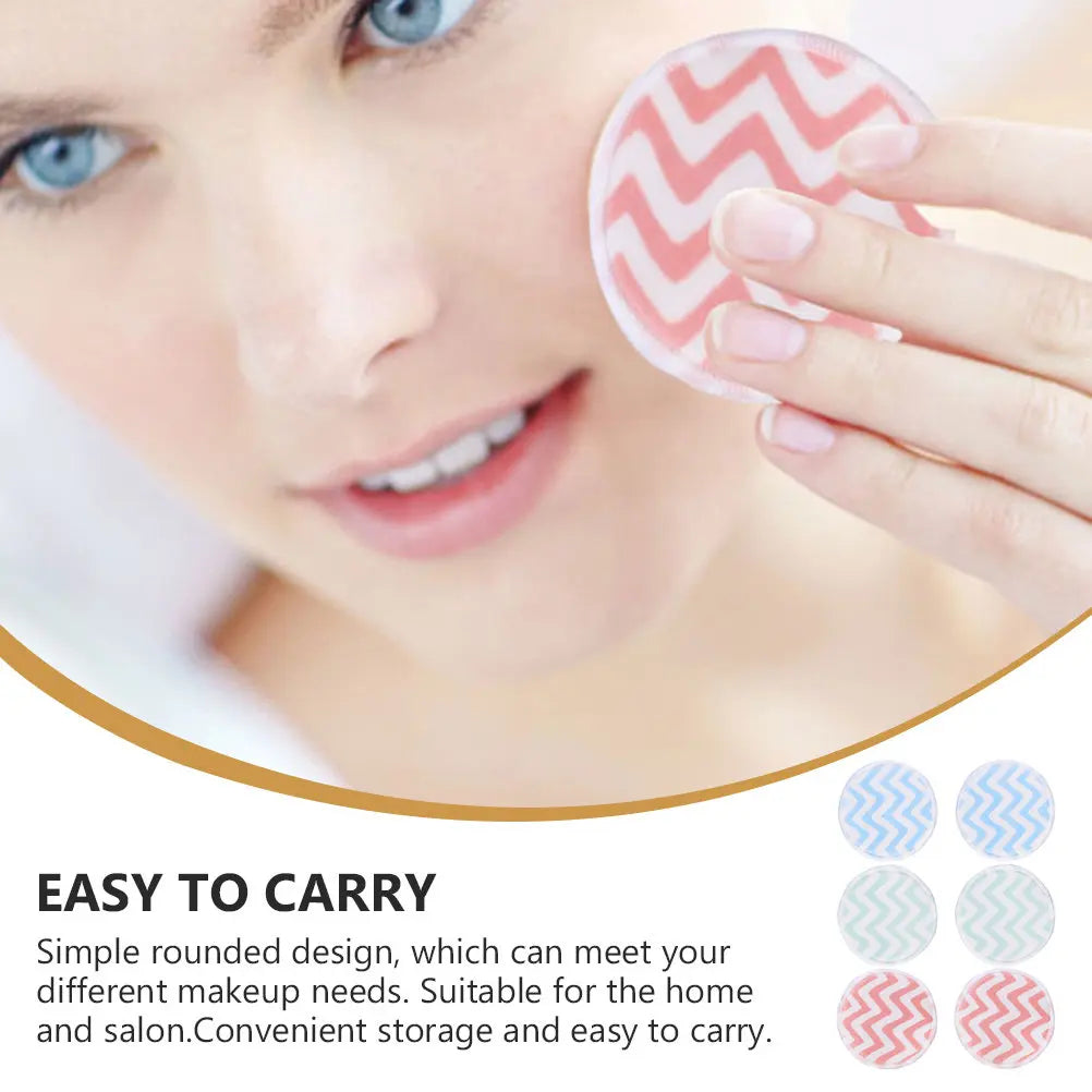 6-Pack Bamboo Fibre Round Makeup Puffs | Soft Face Washing Pads Makeup Puff Set QXL