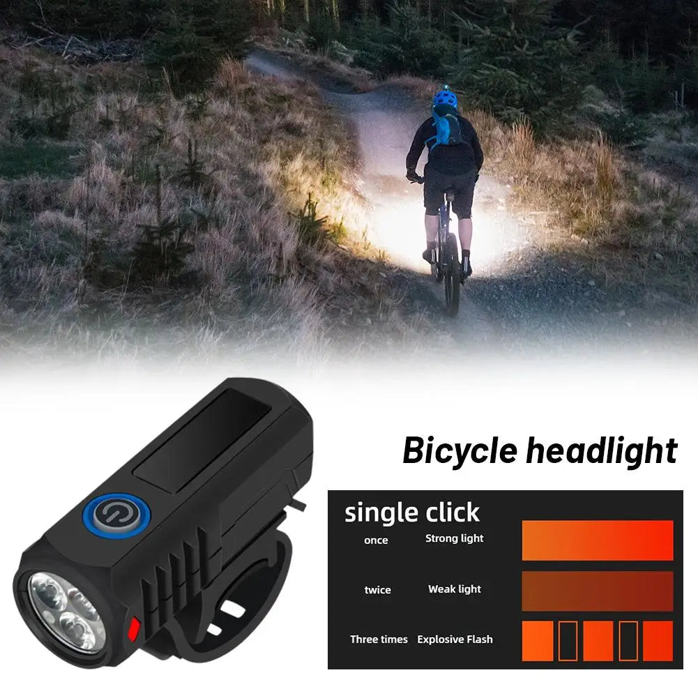 3 LED USB-C Rechargeable Bike Front Light | MTB Headlight Bike Headlight QXL