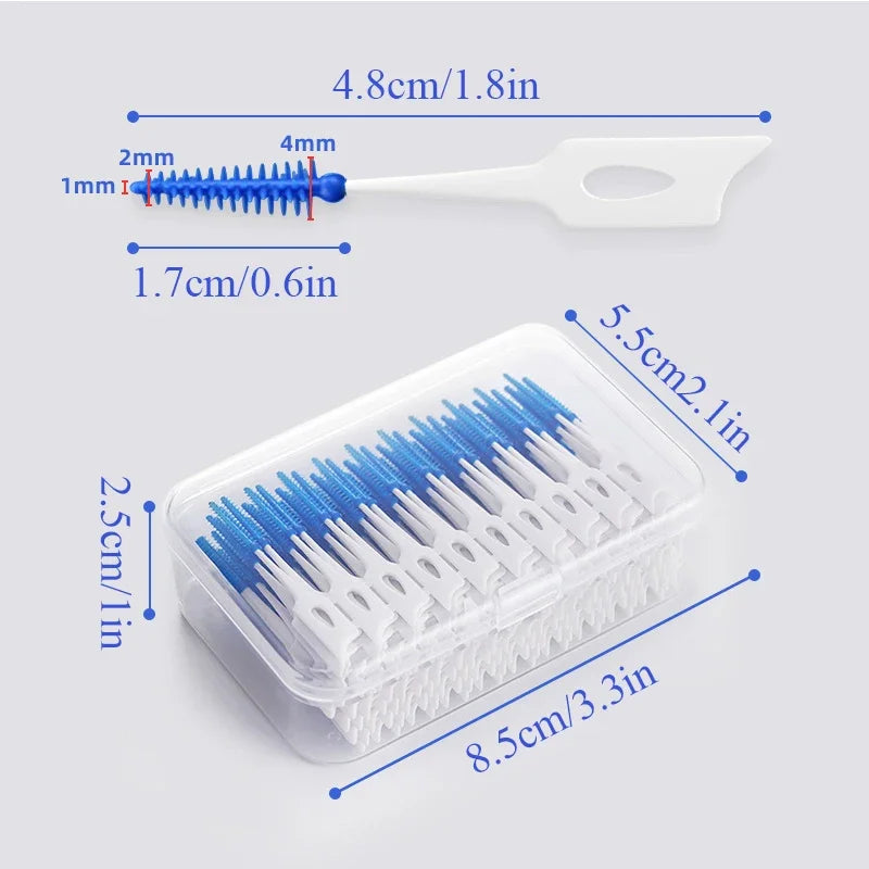 150/200-Pack Silicone Interdental Brushes | Plaque & Floss Picks Interdental Brush QXL