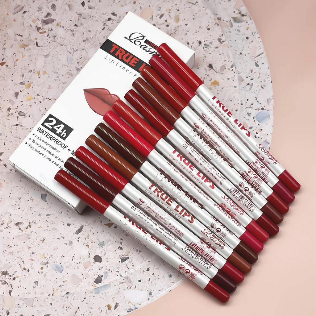 12-Pc Matte Lip Liner & Lipstick Set | Long-Lasting Color Lip Liner Set QXL CR0201M