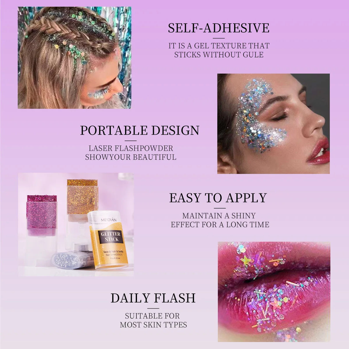Mermaid Rainbow Glitter Stick – Face, Body & Hair Shimmer Body Glitter Stick QXL