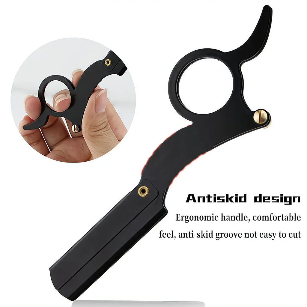 Double-Edge Stainless Steel Barber Razor + 10 Blades | Grooming Kit Barber Shaving Razor QXL