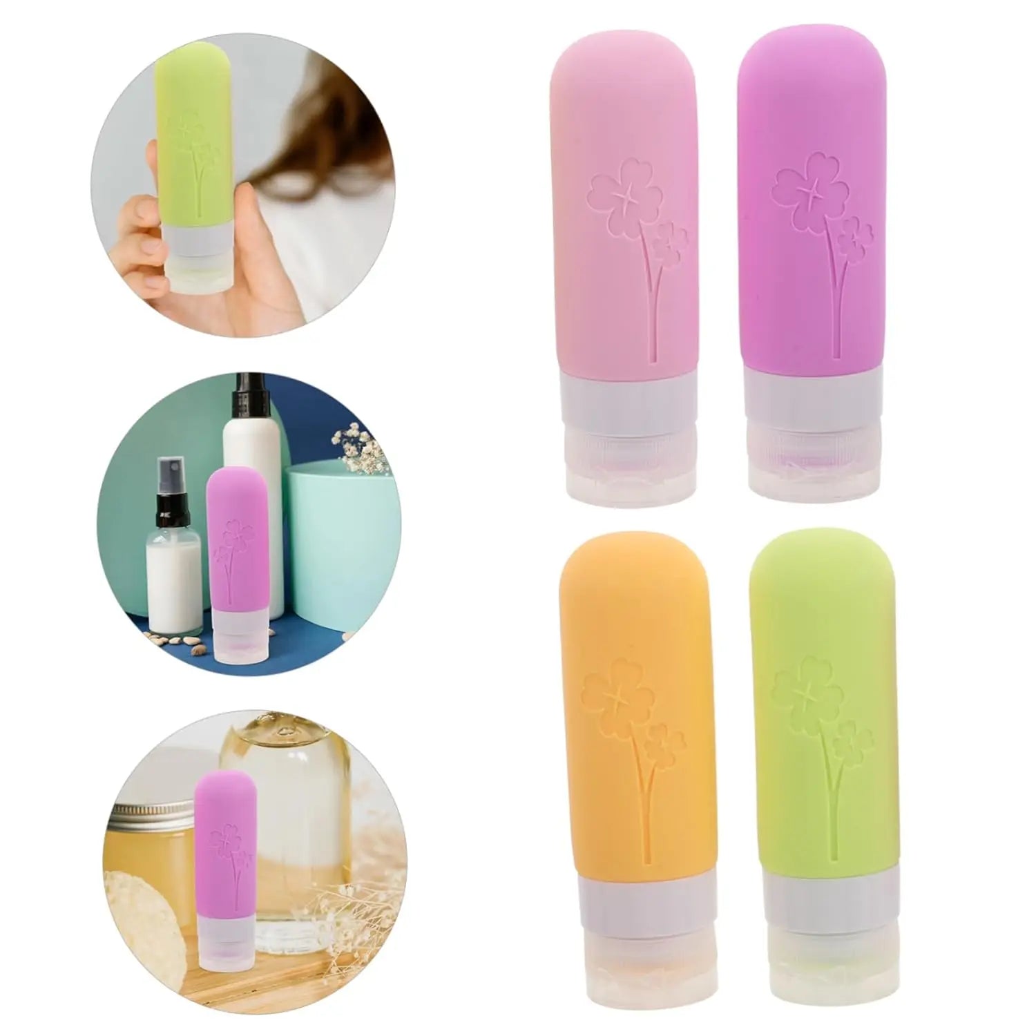4-Pack 90ml Leakproof Silicone Travel Bottles | Refillable Tubes Travel Bottle Set QXL