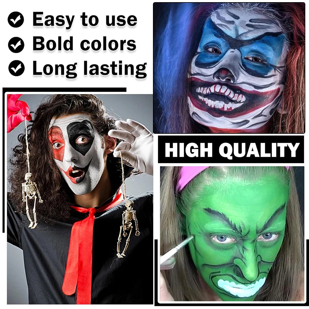VERONNI 30G Water-Based Face & Body Paint Set | 10 Brushes Face & Body Paint QXL