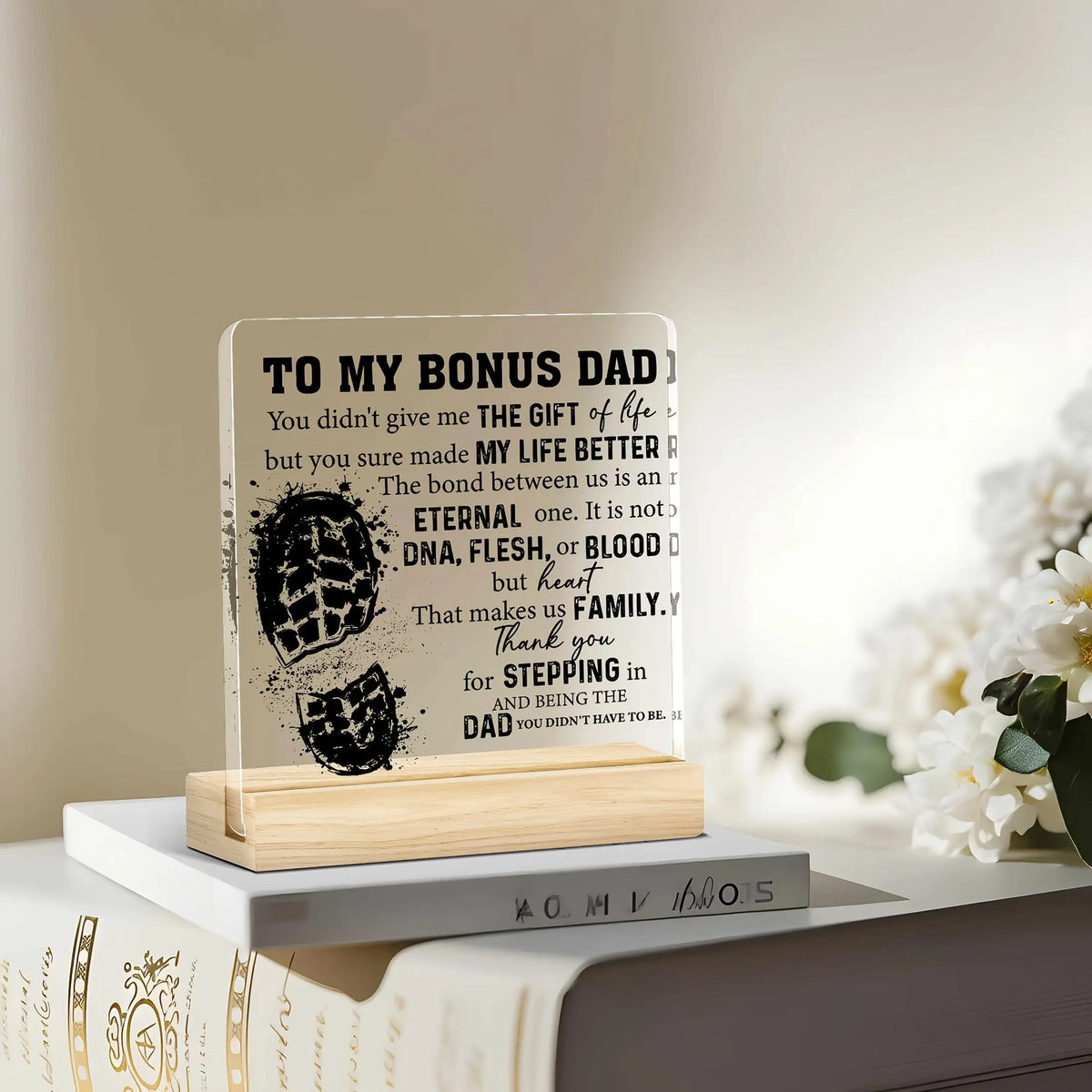 Bonus Dad Acrylic Plaque | Stepdad Father's Day Gift Decorative Desk Plaque QXL