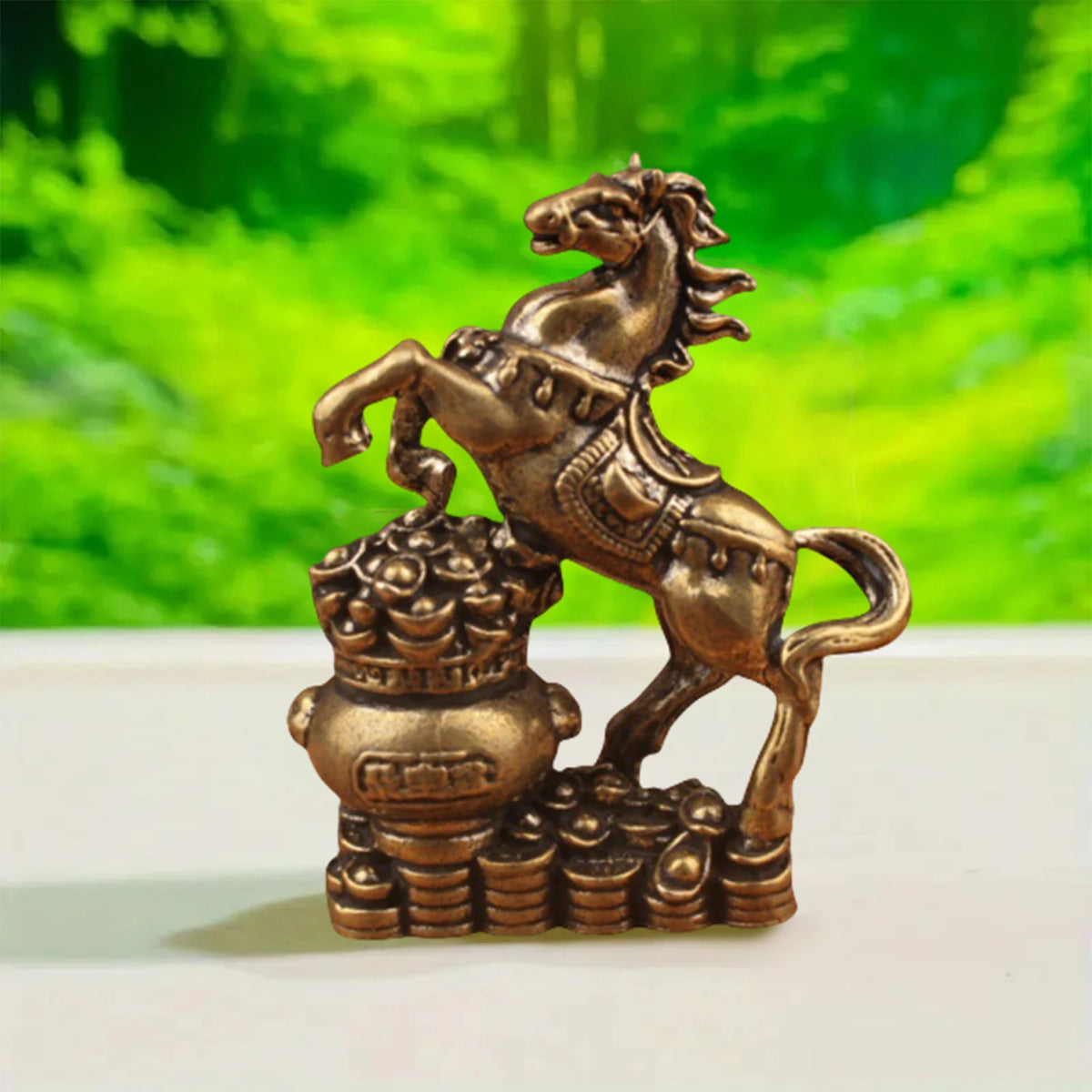 Brass Horse Figurine | Feng Shui Chinese Zodiac Lucky Statue Decorative Figurine QXL